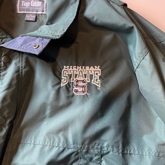Vintage 90s Michigan State Spartans Green Windbreaker Jacket Men's XL Big Ten - Picture 6 of 15